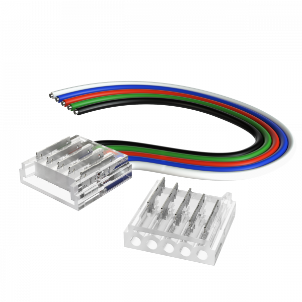 12364-1 Geniled 5pin piercing connectors with wire for flexible connection or RGBW 12mm ribbon connection 2pcs